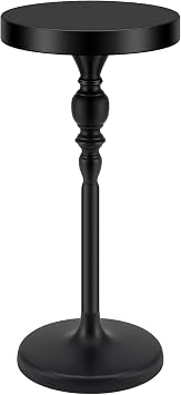 CroBlissful Black Metal Martini Table 9.5 x 9.5 x 20.5 Inches Round Drink Tables Decorative Pedestal Side Desk for Small Spaces Cocktail Drink Holder Stand Small End Shelf for Living Room Bedroom