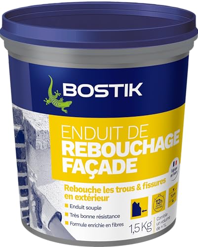 Bostik Enduit de Rebouchage Façade en Pâte – Prêt à l’Emploi – Intérieur/Extérieur – Tous Supports – Rebouchage et Égalisation de Trous et...