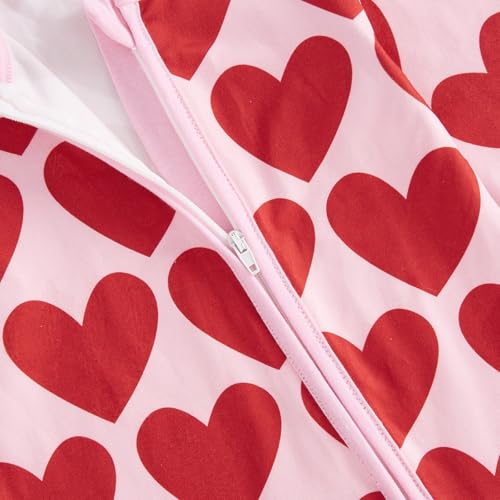 Suolongsama Baby Girl Outfit Newborn Long Sleeve Zipper Jumpsuit Heart Romper with Headband3