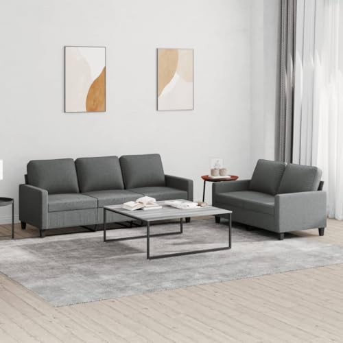 Kaloriko Modern Dark Grey Fabric Sofa Set for Living Room,