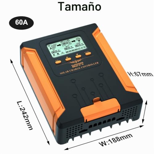 Miniatura 2 de Solamr 60a Mppt Regulador De Carga Solar 12v 24v 36v 48v Auto Con Pantalla Lcd Regulador De Panel Solar Max 180v Entrada Para Gel Sellado Inundado Y Batería De Litio-Cm-60a