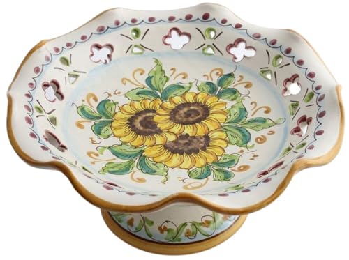Centro de mesa elevado siciliano de cerámica artesanal para regalo de bodas 3