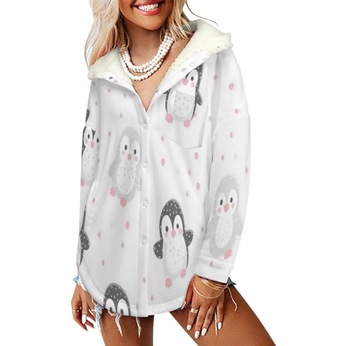 Manteaux chauds doublure en peluche femme veste polaire pingouins