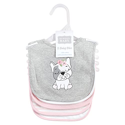 Image of Hudson Baby Unisex Baby Cotton Bibs, Girl Whimsical Dog, One Size