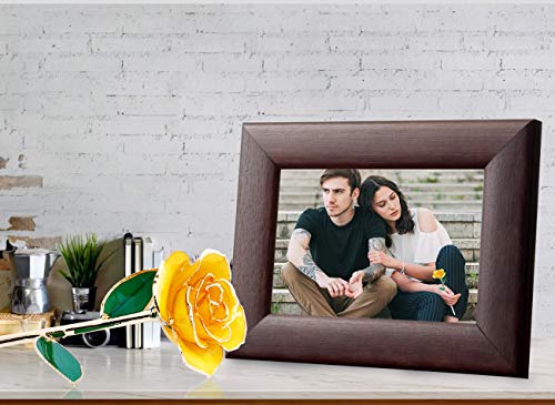 Zjchao 24K Yellow Rose For Her, Eternal Eternity Love Real Gold Plated Rose Flower, Romantic Present For Wife, Girlfriend, Anniversary, Parting, Apologize (Yellow) #TOP1