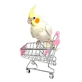 MANON ROSA Parrot Toy Bird Mini Shopping Cart Small Animal Supermarket Handcart Hedgehogs Cats Mice Dutch Pigs Hamsters Rabbit Bunny Guinea Pig Lizard Chinchilla Squirrel (Pink)