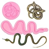 Snake Silicone Fondant Molds 2 Pcs, Creative 3D Snake Serpent Shaped Jelly Mold for Chocolate Cake Decoration Candy Cupcake Topper Cake Polymer Clay Crafts Epoxy Resin
