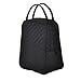 Large Quilted Fabric Cotton Reusable Inusulated Lunch Tote Bag Cooler Snack Bag Women Pretty Thermal Lunch box Storage Gift Bag for Work & Outdoor (Black)