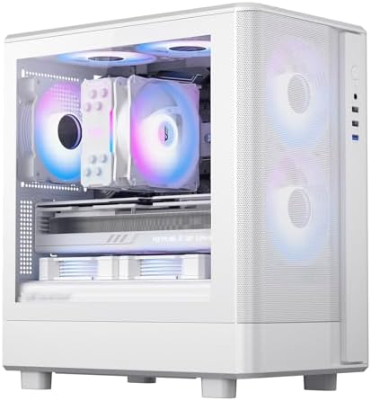 darkFlash Micro-ATX PC Case, Pre-Install 3 PWM ARGB Fans Computer Case, High Heat Dissipation MATX Gaming PC Case, USB 3.0 Port, Supports up to 240mm AIO(DB330M MESH, White): image 1 of 8