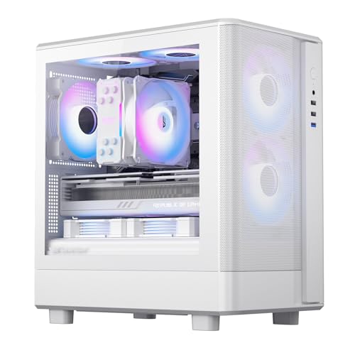Image of darkFlash Micro-ATX PC Case, Pre-Install 3 PWM ARGB Fans Computer Case, High Heat Dissipation MATX Gaming PC Case, USB 3.0 Port, Supports up to 240mm AIO(DB330M MESH, White)