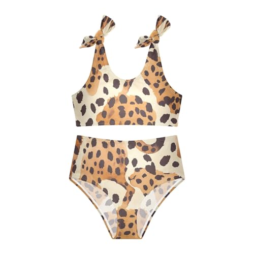 Abstract Leopard Cheetah Skin Shapes Girls 2 Pieces Kids Bikini Set Beach Swimsuit Swimwear Adjustable Shoulder Strap3