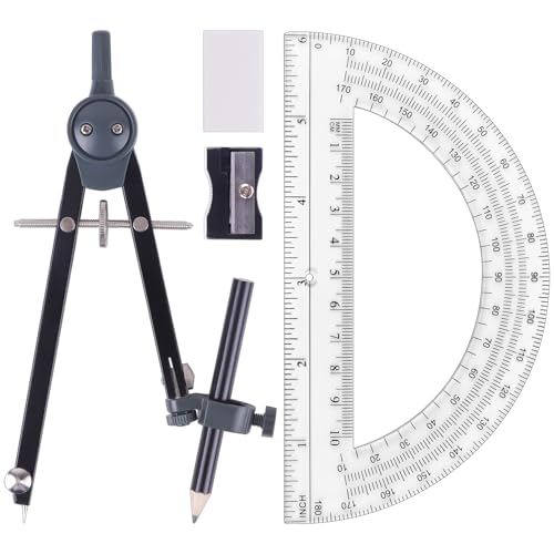 Professional Geometry Compass with Wheel and Lock