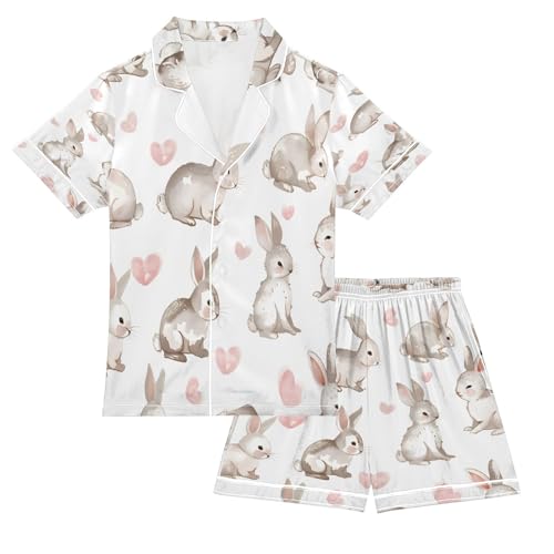 senya Pajama Sets Silky Button Down Nightwear Sleepwear Size 5-14 Years Grey Animal