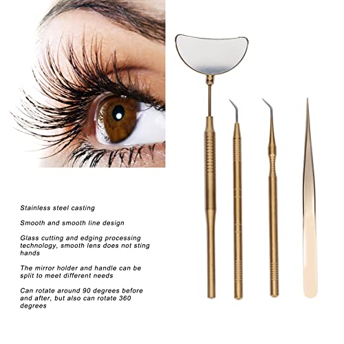 Conjunto de Pinças para Extensão de Cílios Com 4 Unidades, Conjunto de Espelho, Aço Inoxidável Unive