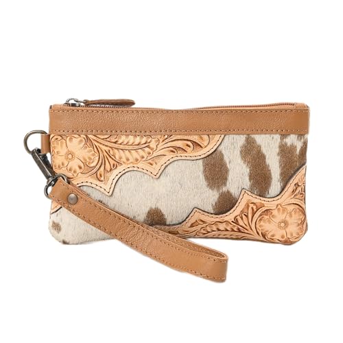Merbaa Women Hand tooled Natural Cowhide Leather hand Clutch |