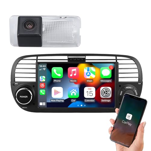 7 Zoll Android Autoradio mit GPS Navi + HD Rückfahrkamera Ersatz für Fiat Abrath 500 595 695 500C 595C 695C Rockstar Cabrio Convertible/E-Sport Lounge Pop Lounge/Diesel/Electric Motor/Petrol/FWD 312