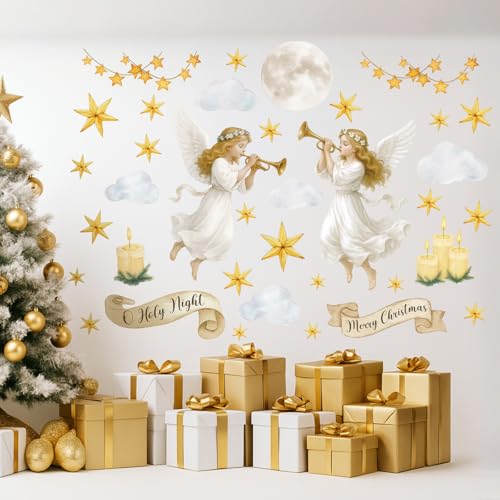 Vinilos decorativos Navidad ángel elegante 35x12 in miniatura 1