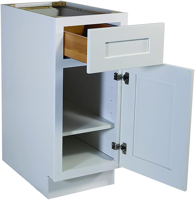 Design House Brookings Shaker Fully Assembled Base Kitchen Cabinet B9, 9 W x 24 D x 34.5 H, Painted White, Solid Wood, Design House, 613117