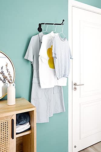 Mkono Wall Mounted Clothes Hanger With Swing Arm Holder Valet Hook Metal Hanging Drying Rack Space Saver For Closet Organizer, Bathroom, Bedroom, Laundry Room 2 Pack, Black #TOP2
