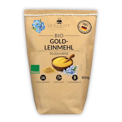 Produktfoto von 800 g BIOLAND Leinsamenmehl GOLD | aus 100% deutscher, goldener Leinsaat | Goldleinmehl frisch gemahlen. Vegan. Low Carb&hellip;