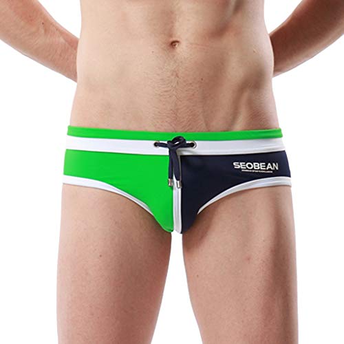 KPPONG Shorts de Bain Slip Homme SexyTaille Basse Camouflage Contrasté Maillots de Bain avec Cordon de Serrage Réglable Confortable Séchage Rapide Respirant Short de Plage de Natation Cover