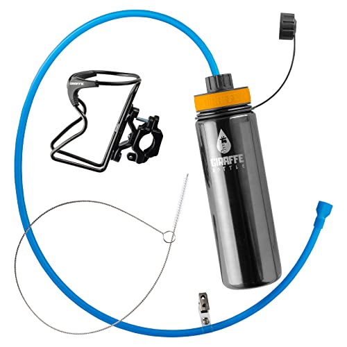 Giraffe Bottle Journey Hydration System, Insulated Stainless Steel Bottle, 36 inch / 91 cm Journey Straw, with Round Tube Mounted Bottle Cage