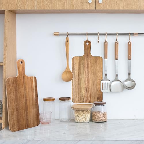10 Piezas Tabla de Cortar de Madera de Acacia con Mango miniatura 6