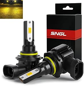 SNGL 9140 H10 9145 LED Fog Light Bulbs Yellow 3000K 6400LM, 9040 9045 LED Fog Light DRL Bulb Replacement For 12V 24V Cars, Trucks (Pack of 2)