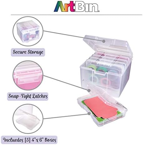 ArtBin 6947ZZ Photo & Craft Organizer Set, Large Box with [5] Plastic Storage Cases Inside, Clear