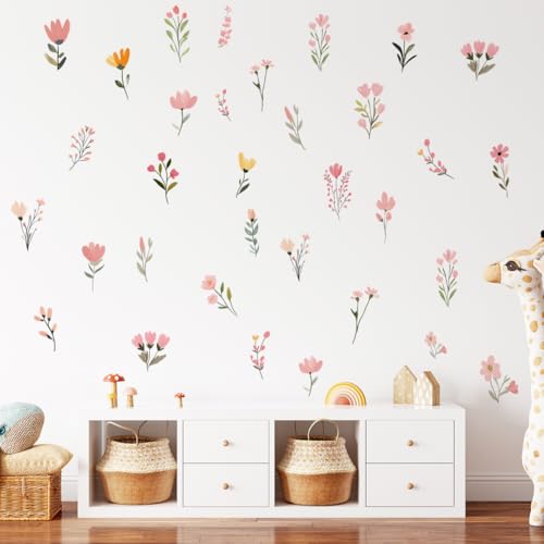 Amazon.com: wondever Boho Flower Wall Stickers Wildflower Floral Grass ...