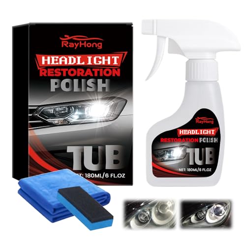 exatta Kit Restaurador de Faros 180 ml, Kit de Pulido de Faros de Coche, Kit Restaurador de Faros, con Toalla y Esponja, para Limpiar Faros Opacos y Amarillentos