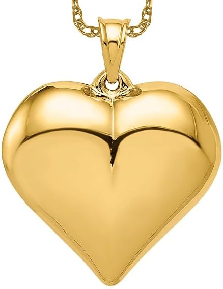 IceCarats14K Yellow Gold One Sided Heart Love Necklace Charm Pendant