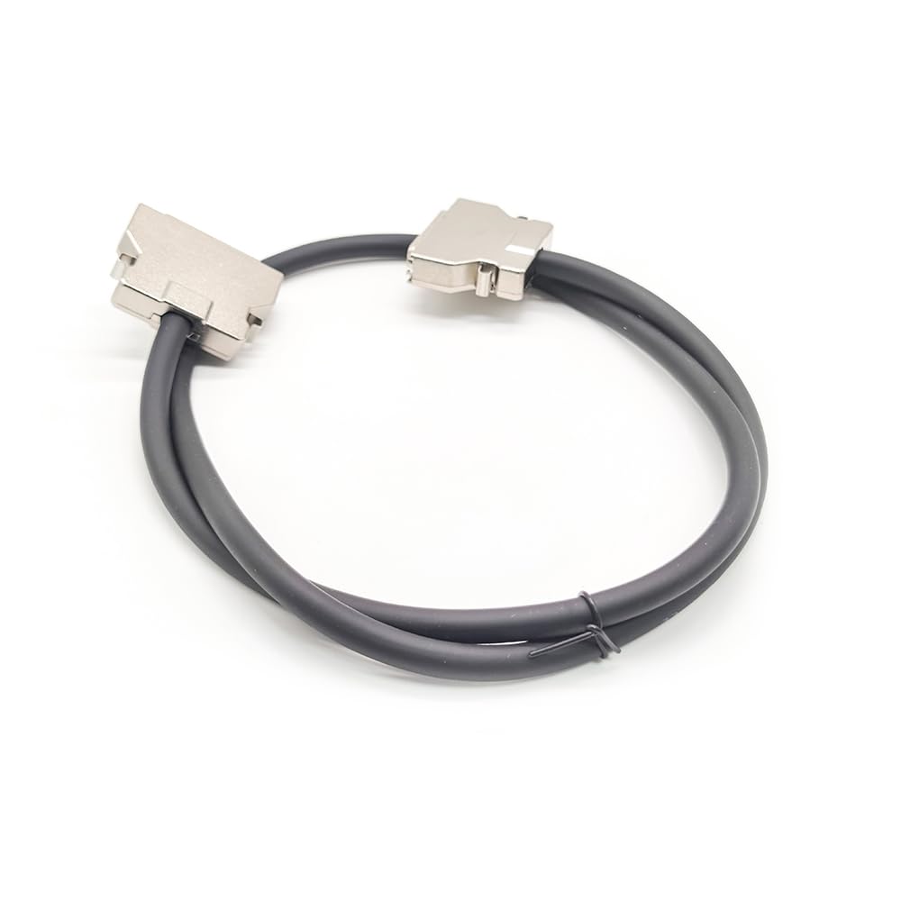 SCSI 50 Pin Male to Male HPCN with Metal Shell Shielded Twisted Pair Cable Straight Screw Locks Plug to Latch Lock Plug for Cable 1Meter