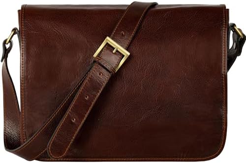 Time Resistance Leather Messenger Bag for Men, Handmade Crossbody Bag, Shoulder Bag Made in Italy
