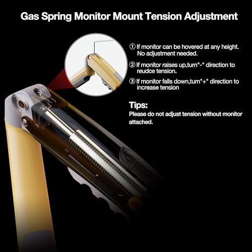 NB ERGONOMIC モニターアーム ディスプレイアーム シングルアーム 17-30インチ対応 耐荷重 2-9Kg ガススプリング pcモニターアーム monitor arm カラー ロング ポール ゲーミングモニターアーム モニタースタンド クランプ式&グロメット式 VESA規格75×75 100×100 モデル: F80-XD 黄色