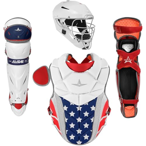 All Star PHX Paige Halstead Fastpitch Softball Catchers Set (Medium) Red/White/Blue Medium