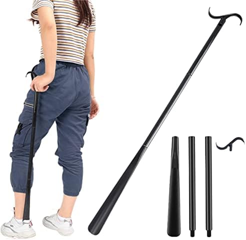 TSHAOUN Dressing Stick with Shoe Horn with Sock Removal Tool, Disability aids, Shoe Horn Long Handle, Adjustable Extended Dressing Aids for Socks, Shoes, Shirts and Pants (33.5 inch/85 cm)