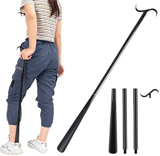 TSHAOUN Dressing Stick with Shoe Horn with Sock Removal Tool, Disability aids, Shoe Horn Long Handle, Adjustable Extended Dressing Aids for Socks, Shoes, Shirts and Pants (33.5 inch/85 cm)