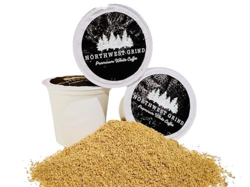 WHITE COFFEE K CUPS Northwest Grind Coffee. Clean, low acid easy on stomachs, sweet praline like flavor, directly sourced, white teeth friendly. (24 count)