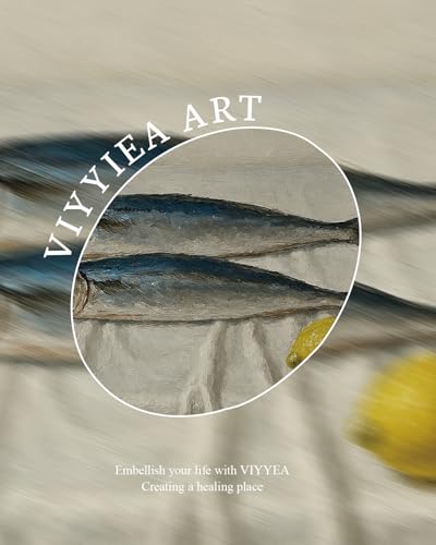 Image of VIYYIEA Vintage Gold Framed Wall Art for Living Room, Salted Fish Canvas Prints Home Decor, Oil Painting Picture, Bedroom Wall Decor Gifts for Friends or Family -【Salted Fish & Lemon】-(10L x 8W)