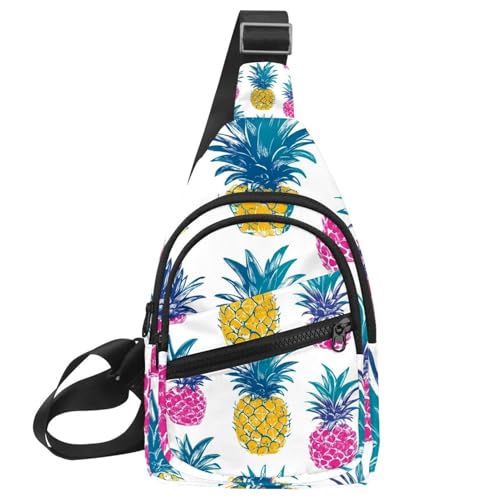 Sac à bandoulière pour femme avec imprimé ananas aquarelle multicolore de 30x18cm