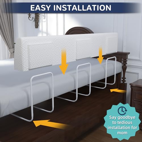 Image of FigTime Bed Bumper for Toddlers, Foam Bed Rail for Toddlers, Toddler Bed Rail Bumper, Soft Safety Bed Guard Rail for Kids, Bed Side Rail for Twin, Full, Queen & King Beds (White, 51 inch, 3-Bracket)