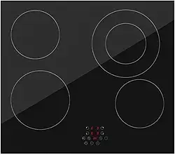 Cooktop Fogão Elétrico Cerâmico 4 Bocas 60cm Preto, Vidro Cerâmico Chinês, Controle Touch Slider, 220-240V~60Hz, Modelo PC-D46445