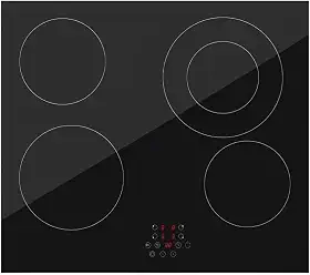 Cooktop Fogão Elétrico Cerâmico 4 Bocas 60cm Preto, Vidro Cerâmico Chinês, Controle Touch Slider, 220-240V~60Hz, Modelo PC-D46445