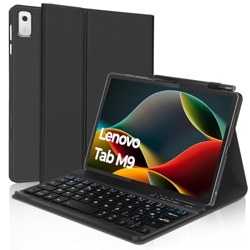 FOGARI Clavier pour Lenovo Tab M9 9'' 2023 | AZERTY Français Bluetooth sans Fil, Intelligent Housse Clavier pour Lenovo Tab M9 TB-310FU - Noir