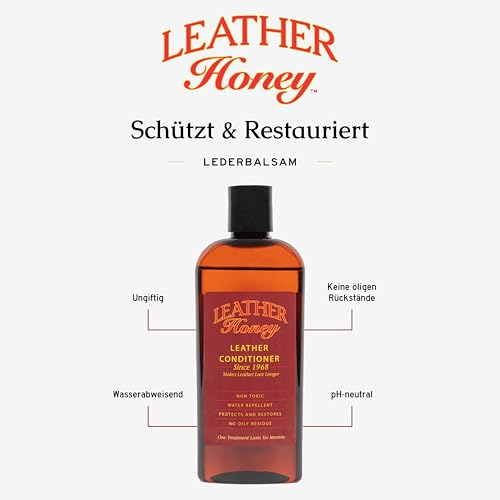 LEATHER Honey Lederpflegemittel - Premium Lederpflege seit 1968 für die Anwendung auf Lederbekleidung, Lederwaren Möbel, Autoinnenausstattung, Schuhe, Taschen, Accessoires
