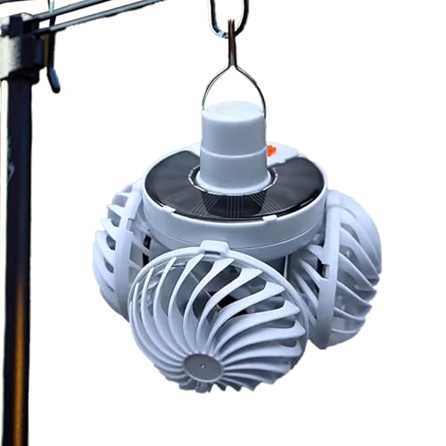 Solar Fan Camping - Linterna de campamento solar con ventilador de techo | Ventilador portátil para acampar | Luz de la carpa colgante | Fan de linternas para acampar | Accesorios de campamento ultra