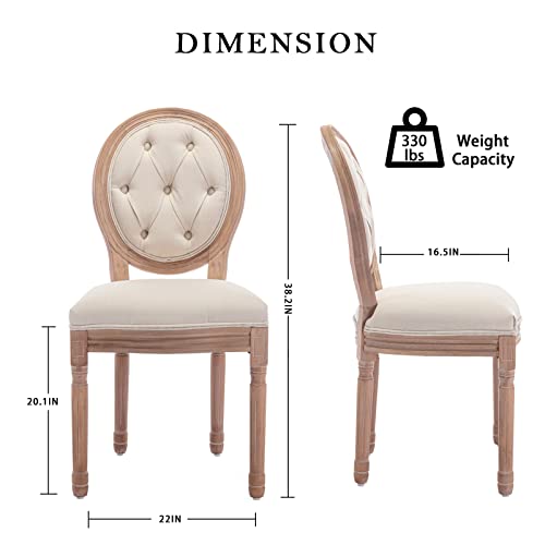 Phoenix Home Set Of 4 French Country Dining Chairs, Beige(Button) #TOP2