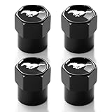 Tire Valve Stem Caps for Ford Mustang Metal Car Wheel Air caps Auto Valve Stem Caps Accessories 4 Pack Black