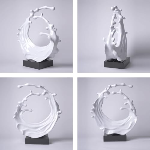 Figura Decorativa Abstracta Ola de Mar Blanca 16.5 pulg miniatura 3